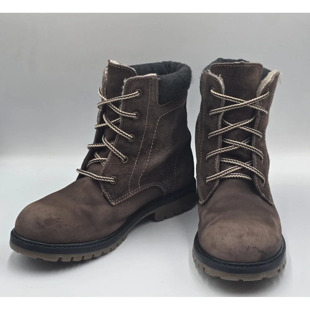 Kamik Takoda Lo Junior Bown Nubuck Leather Waterproof Winter Boots Size 4 WM 6